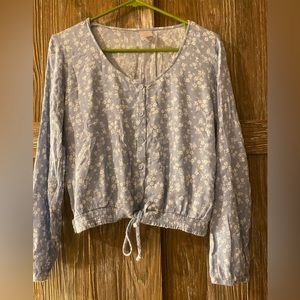 Flower button down with elastic tie size large 11/13
